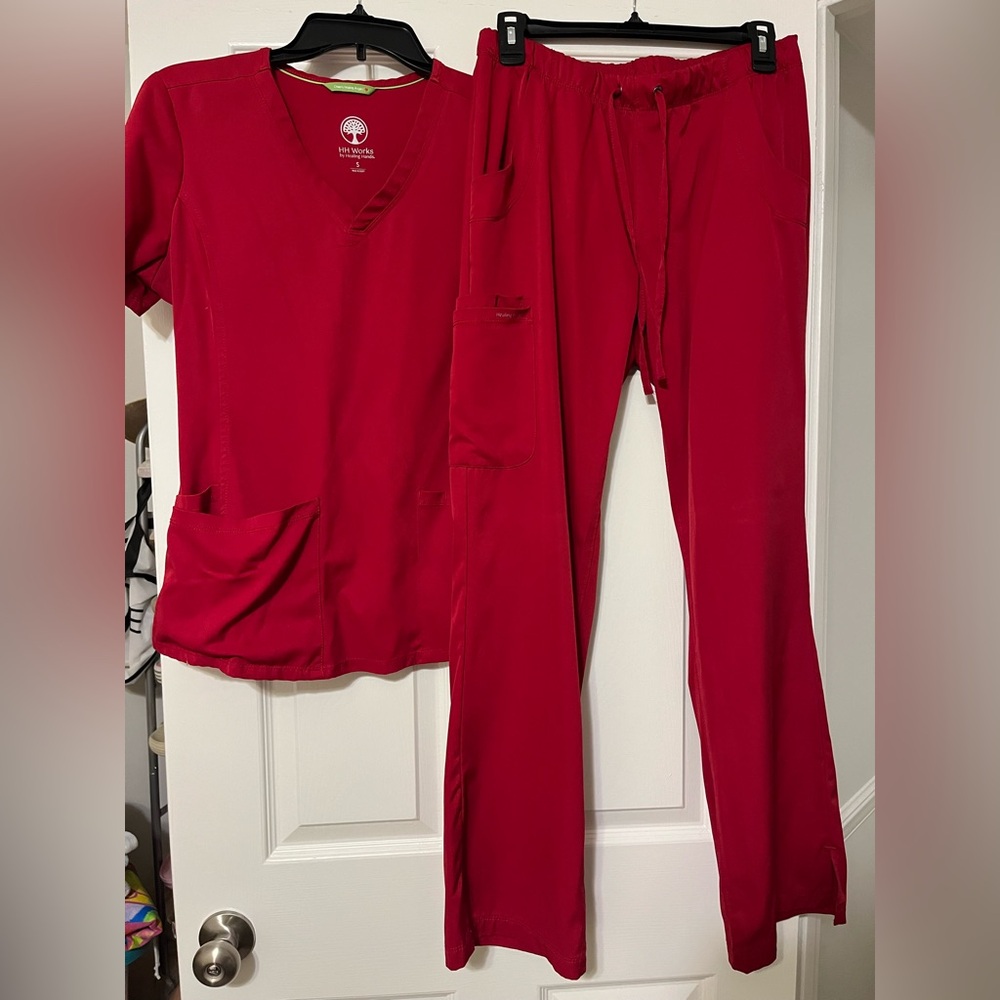 Healing Hands Red Women's Scrub Set
